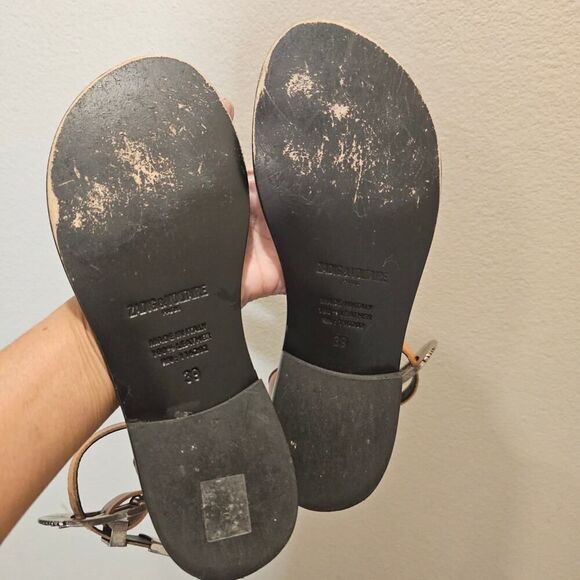 Zadig & Voltaire Studded Brown Leather Sandals Size 39 - Picture 9 of 10
